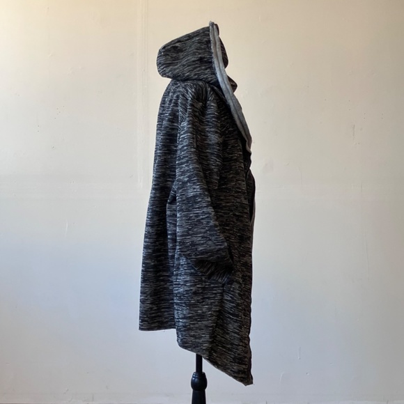 Gray long sleeve medium long hooded open front cardigan - Picture 3 of 10